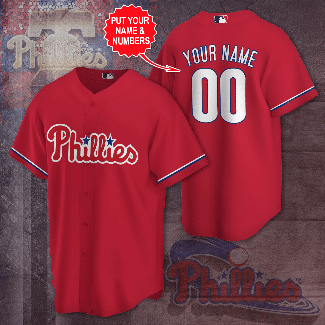Personalized Philadelphia Phillies All Over Print 3D Unisex Baseball Jersey  - White/Beige/Red/Gray-TPH - Love My Family Forever