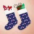 Flamingo In Christmas Hat With Candy Cane Heart Christmas Stocking