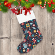Socks Gift Box Floral Bell And Christmas Candy Cane Christmas Stocking