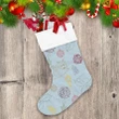 Colorful Hand Drawn Fox Pine Cone And Bell Christmas Stocking