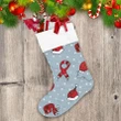 Glitter Snow Pattern Background With Red Scarfs Hats And Mittens Christmas Stocking