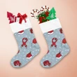 Glitter Snow Pattern Background With Red Scarfs Hats And Mittens Christmas Stocking