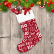 Funny Santa Claus Laugh With White Snowflakes On Red Background Christmas Stocking