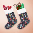 Socks Gift Box Floral Bell And Christmas Candy Cane Christmas Stocking