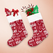 Funny Santa Claus Laugh With White Snowflakes On Red Background Christmas Stocking
