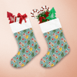 Cute Cartoon Cow In Santa Hat And Christmas Tree Christmas Stocking