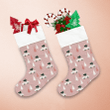 White Car Carries Christmas Tree Pattern On Pink Background Christmas Stocking
