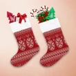 Winter Holiday Red Knitting Pattern With Christmas Balls Christmas Stocking