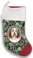 Pretty Bearded Collie Christmas Stocking Christmas Gift Red And Green Tree Candy Cane