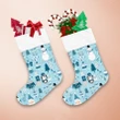 Cute Santa And Christmas Elements Light Blue Theme Design Christmas Stocking