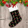 Christmas Candy Cane And Happy Elf Christmas Stocking