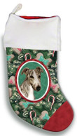 Cute Greyhound Brindle Christmas Gift Christmas Stocking Candy Cane Dark Green And Red