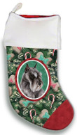Ideal Schnauzer Grey Cropped Portrait Tree Candy Cane Christmas Stocking Christmas Gift Red And Green