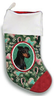 Amazing Miniature Pincsher Christmas Stocking Christmas Gift Red And Green Bone Candy Cane