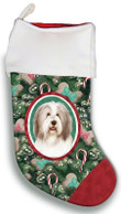 Christmas Stocking Christmas Gift Red And Green Tree Candy Cane Bearded Collie