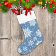 Different Shaped Of Snowflakes Pattern On Blue Background Christmas Stocking