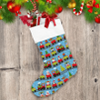 Memorable Christmas Train With Cute Characters Pattern Christmas Stocking