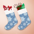 Different Shaped Of Snowflakes Pattern On Blue Background Christmas Stocking