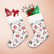 Merry Christmas Face Of Dogs On White Christmas Stocking