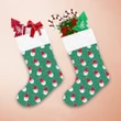 Smiling Santa Faces With Red Hat On Polka Dot Background Christmas Stocking