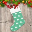 Green And White Christmas Toy Train Icons Pattern Christmas Stocking