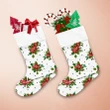 Red Poinsettia Bouquets Green Leaves And Christmas Berries Christmas Stocking