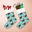 Christmas With Bear In Santa Hat And Green Scarf Christmas Stocking