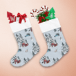 Rural Farm Snowy Tree Houses Deer And Blue Truck Art Pattern Christmas Stocking