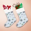 Charming Flowers Pine Leaves Bows And Holly Berries In Blue Pattern Christmas Stocking