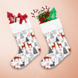 Christmas Winter Trees And Reindeer On White Background Christmas Stocking