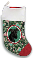 Greyhound Black Christmas Gift Christmas Stocking Candy Cane Dark Green And Red