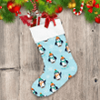 Christmas Cute Penguin In Hat And Scarf On Freze Christmas Stocking