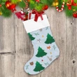 Cartoon Forest Wolf Fir Trees And Snowflakes Christmas Stocking