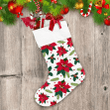 Christmas Red Poinsettia Holly And Leaves Christmas Stocking