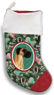Great Dane Fawn Uncropped Christmas Stocking Christmas Gift Red And Green Tree Candy Cane