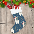 Polar Bear And Winter Decor On A Blue Background Christmas Stocking