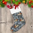Mountain Deer Cartoon With Pine Trees Berries And Snowflakes Christmas Stocking