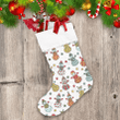 Colorful Abstract Cute Christmas Snowman And Stars Christmas Stocking