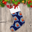 Xmas Deer Of Santa With Red Nose In Blue Scarf Christmas Stocking