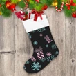 Blue And Pink Gift Boxes And Snowflakes Pattern Hand Drawn Christmas Stocking