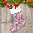 Merry Xmas Winter Pattern With Scarf Hats And The Skates Christmas Stocking