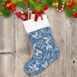 Gray Holly Leaves Berries On Blue Silhouette Background Christmas Stocking