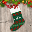 Knitted Reindeer And Red Poinsettia Christmas Christmas Stocking