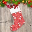 Christmas Snowman Snowflakes And Gift Bag On Red Background Christmas Stocking