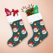 Happy Santa Claus Face With Red Bows And Bells Christmas Stocking