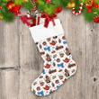 Doodle Bottle Cup Scarf And Christmas Decorative Pattern Christmas Stocking