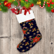 Christmas Red Poinsettia Holly Berry Candy Cane And Pine Christmas Stocking