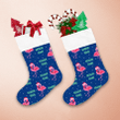 Christmas Flamingo In Red Hat And Lettering Magic Time Christmas Stocking