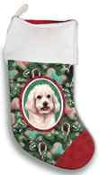Unique Cockapoo White Christmas Stocking Red And Green Pine Tree Candy Christmas Gift
