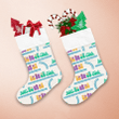 Colorful Cartoon Pattern With Train And Gift Boxes Christmas Stocking
